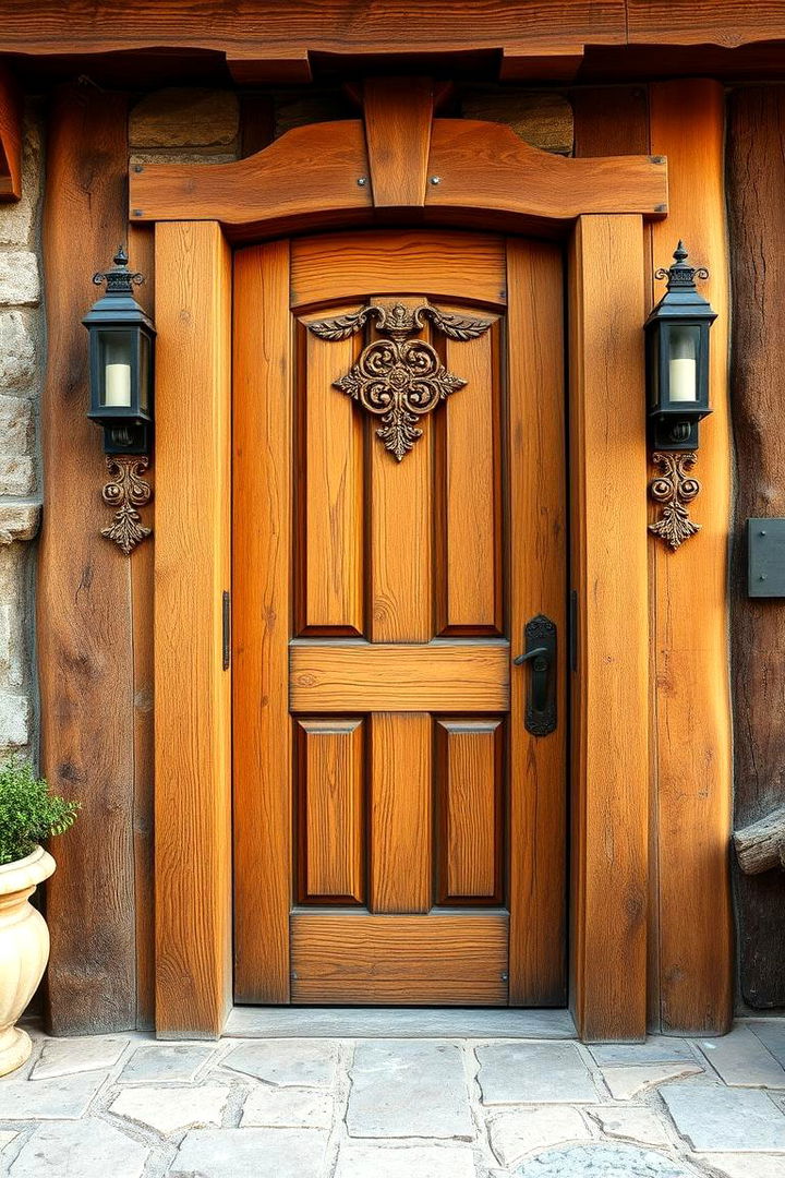 Farmhouse Inspired Wood Carvings - 22 Rustic Front Door Ideas