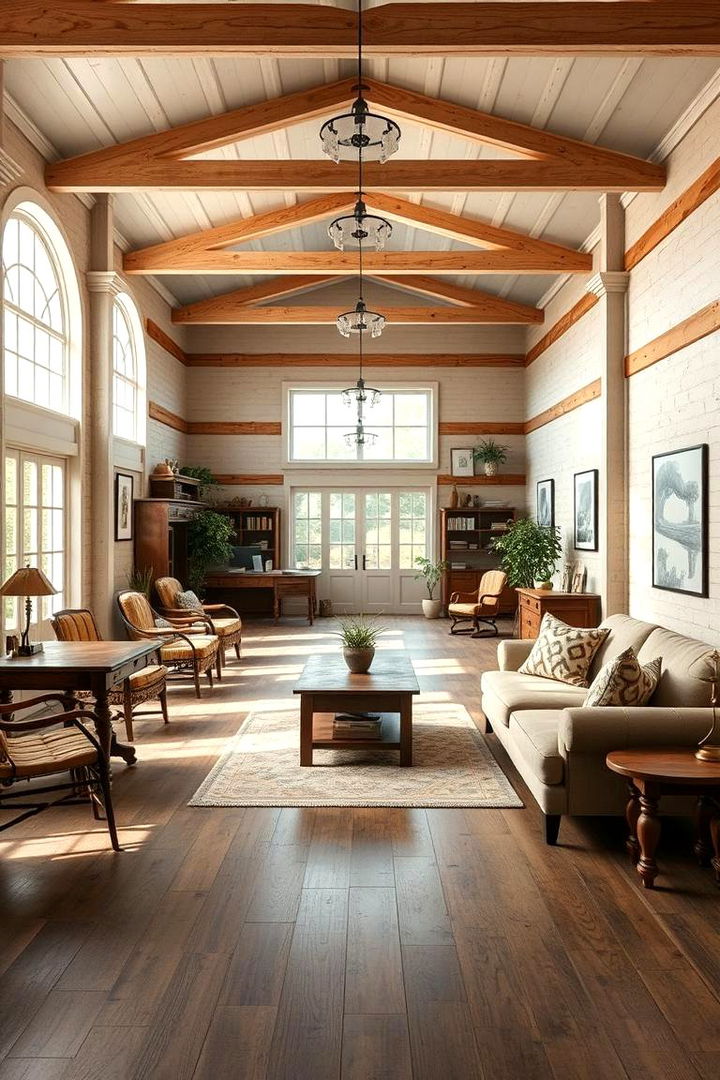 Farmhouse Inspired Workspace Layout - 22 Rustic Home Office Ideas