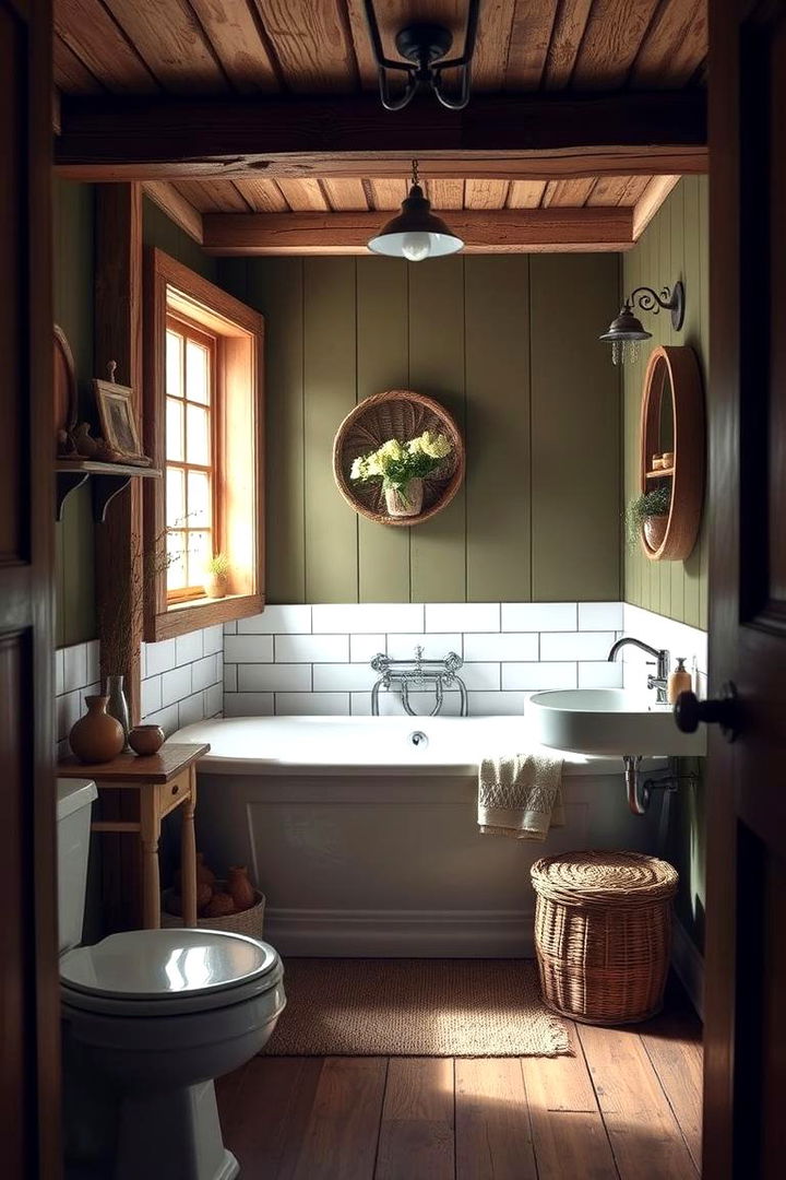 Farmhouse Vibe Rustic Olive Bathroom Charm - 22 Olive Green Bathroom Ideas