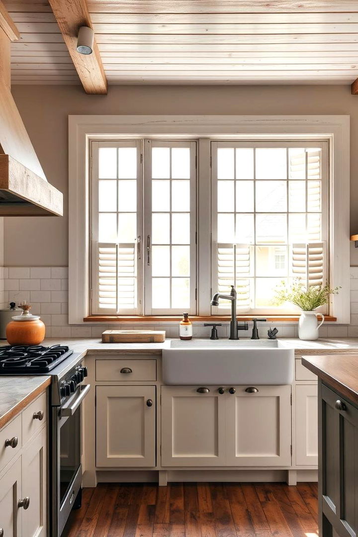 Farmhouse Window Style with Shutters - 22 Kitchen Window Ideas