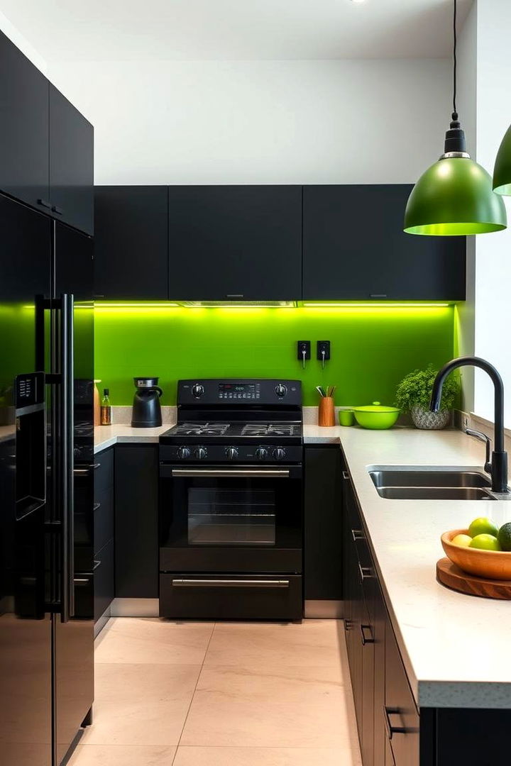 Fashion Forward with Matte Black Appliances - 22 Black and Green Kitchen Ideas