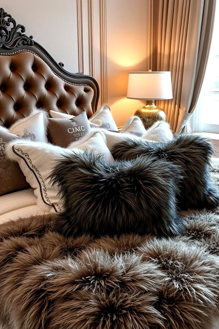 Faux Fur Accents - 22 Fall Bedroom Decor Ideas