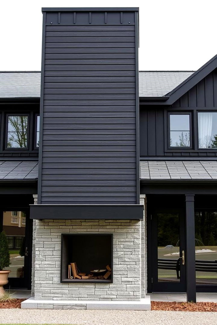 Feature Chimney Statements - 22 Black Modern Farmhouse Exterior Design Ideas