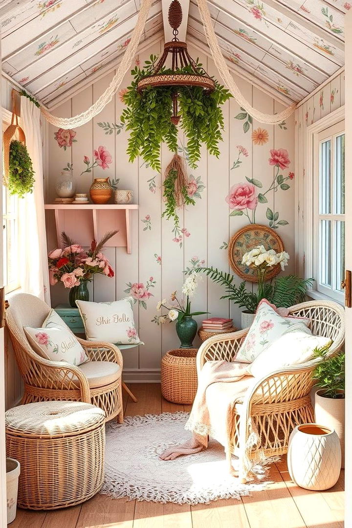 Feminine Floral Haven - 22 She Shed Interior Ideas