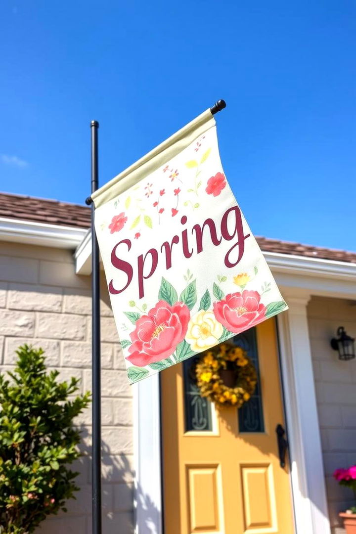Festive Spring Flags - 22 Spring Front Door Decor Ideas