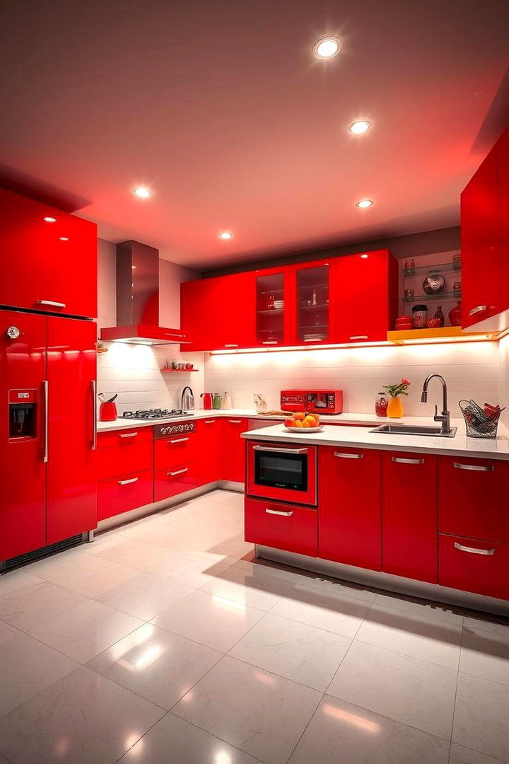 Fiery Red Statement Pieces - 22 Kitchen With Colored Appliances Ideas