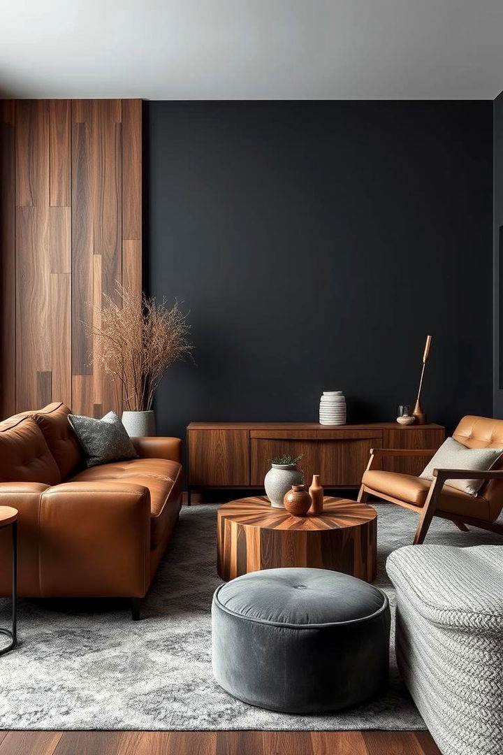 Finally Contrasting Textures for Depth - 22 Contrasting Living Rooms With Dark Grey Walls