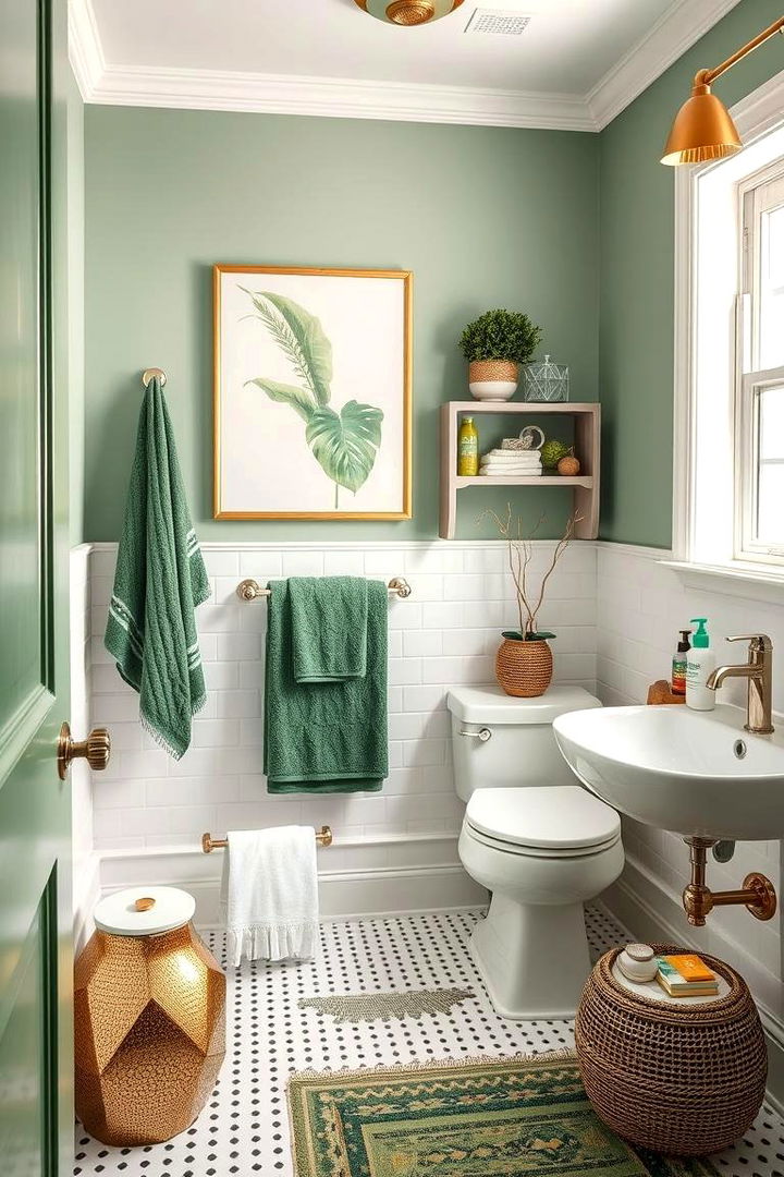 Finishing Decor Details - 22 Green and Gold Bathroom Ideas