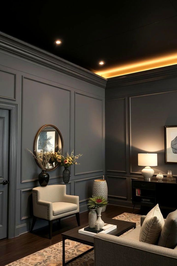Finishing Touches and Accents - 22 Black Ceiling With Grey Walls