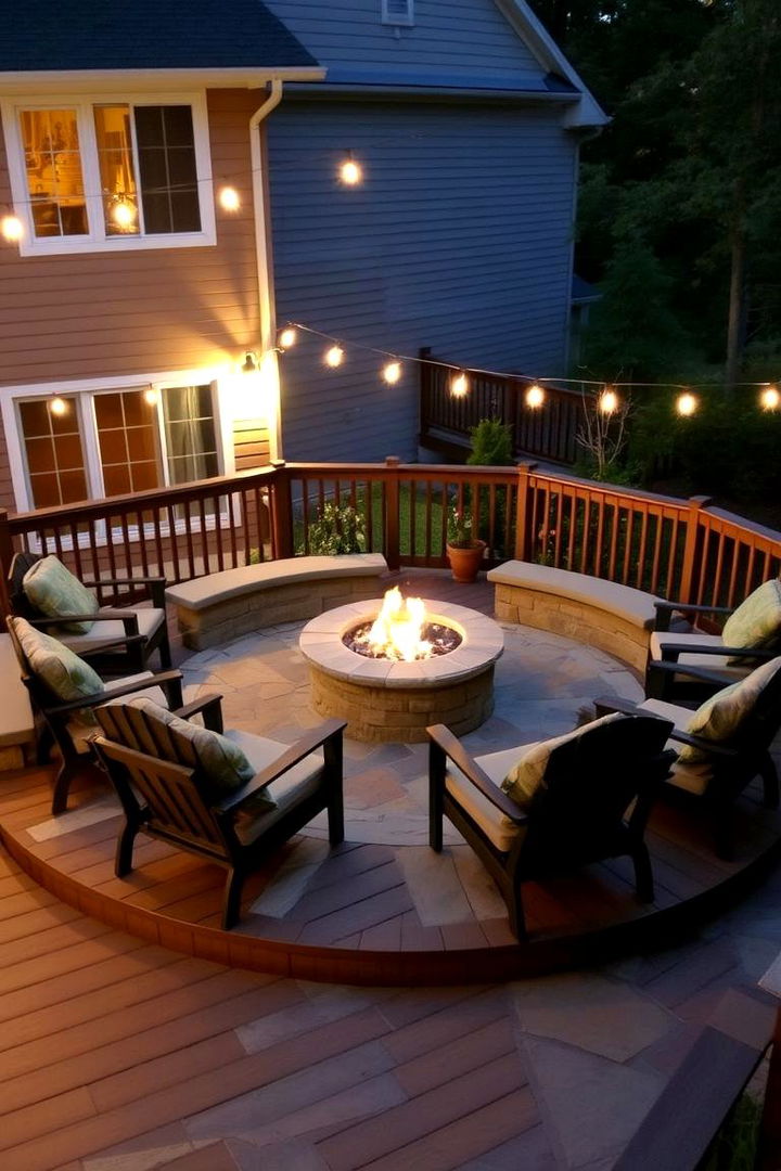 Fire Pit Cozy Gathering Deck - 22 Patio Deck Ideas