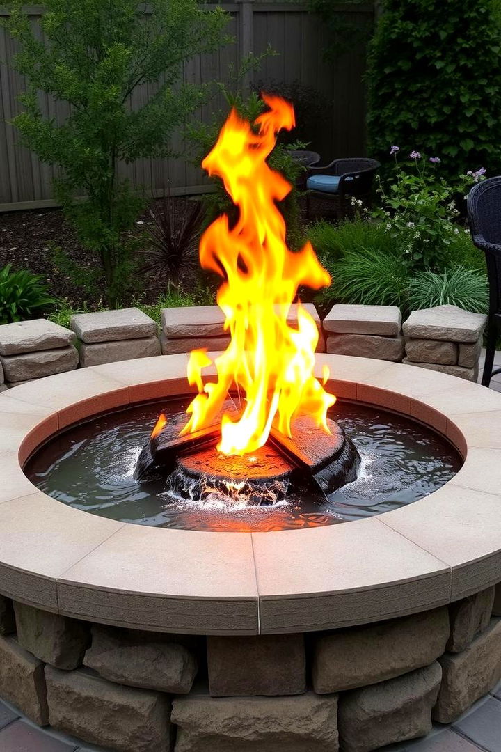 Fire Pit with Water Feature - 22 Fire Pit Ideas