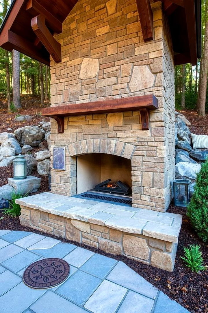 Fireplace Integrated into Landscape - 22 Outdoor Fireplace Ideas