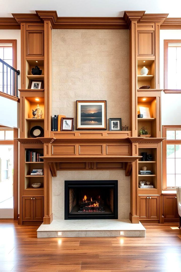 Fireplace with Built in Shelving - 22 Two-story Fireplace Ideas