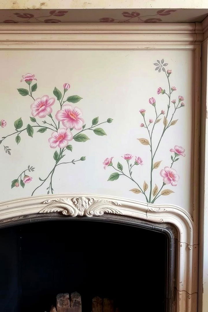 Fireplace with Floral Detailing - 22 French Country Fireplace Ideas