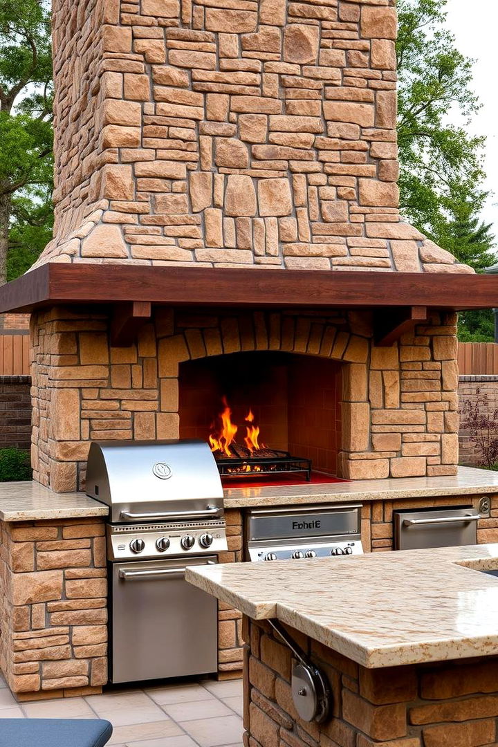 Fireplace with Outdoor Kitchen - 22 Outdoor Fireplace Ideas