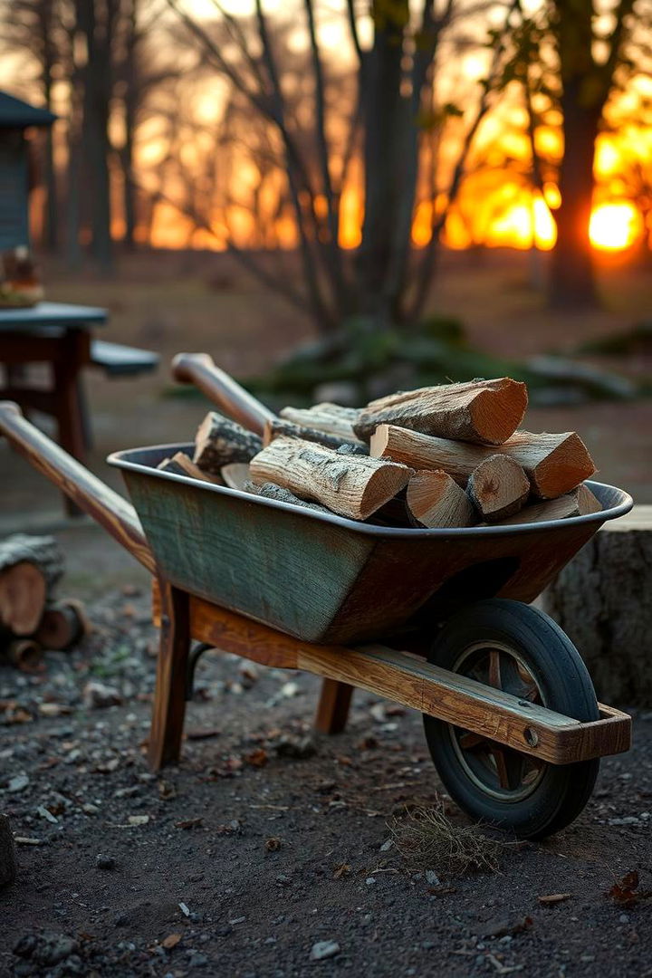 Firewood Holder Reinvention - 22 Old Wheelbarrow Ideas