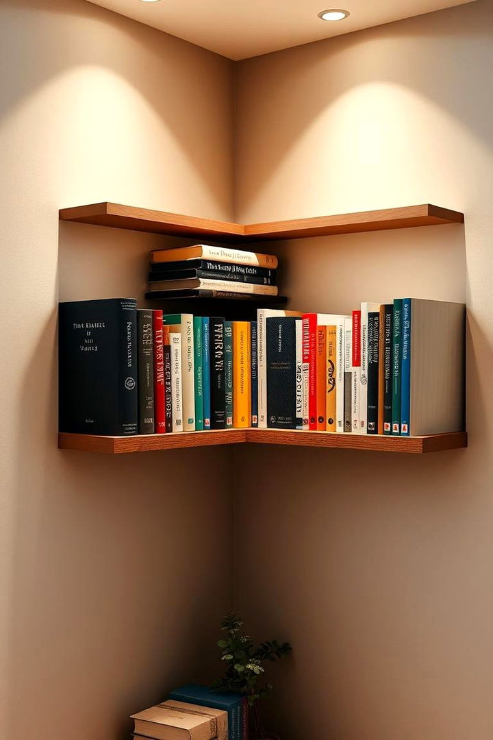 Floating Book Corner Shelf for Literature - 22 Corner Shelf Ideas