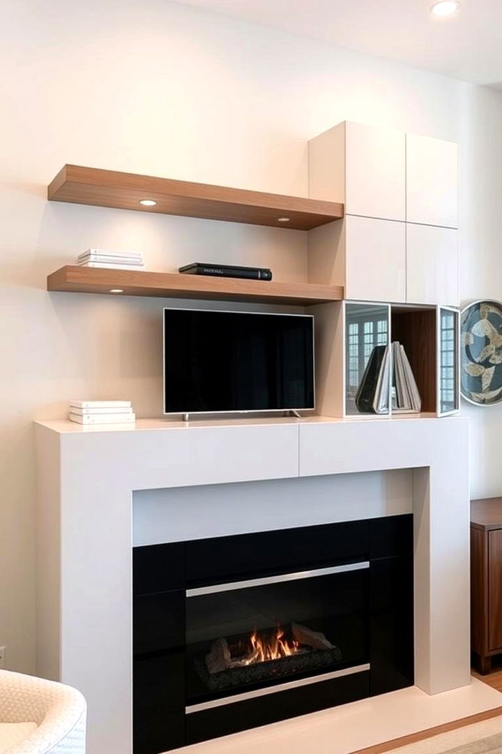 Floating Cabinets Integration - 22 Fireplace Floating Shelves Design Ideas