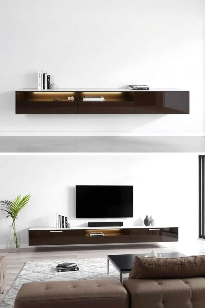 Floating Console Appeal - 22 Tv Console Decor Ideas