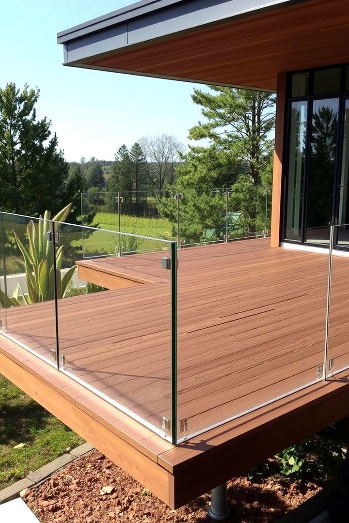 Floating Deck with Glass Railings - 22 Platform Deck Ideas