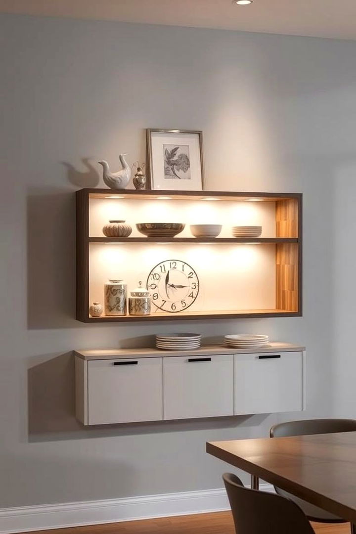Floating Design Hutch with Decorative Accents - 22 Dining Room Hutch Ideas
