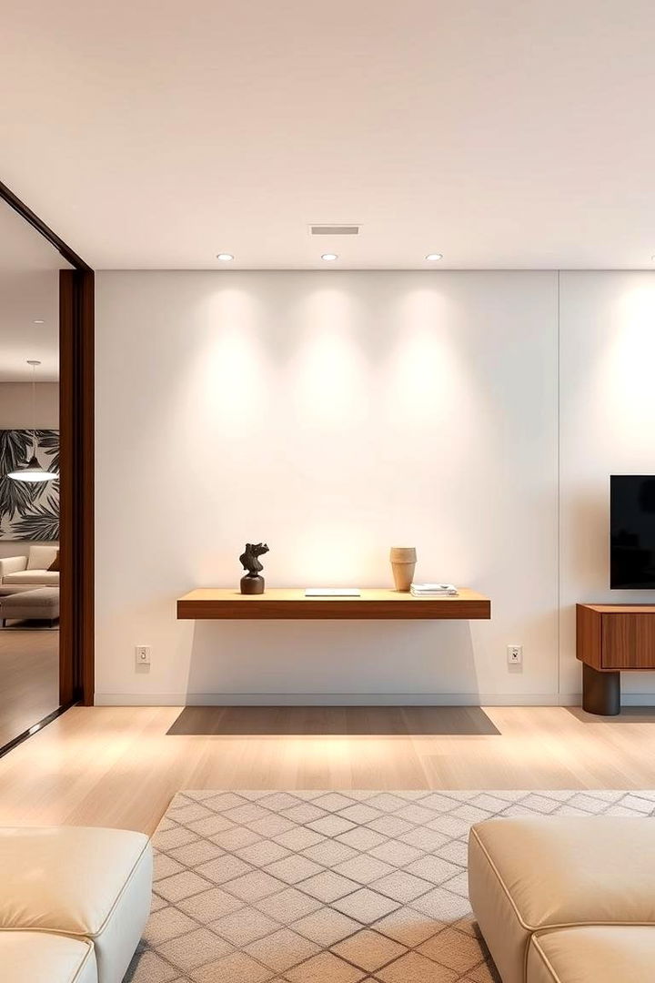 Floating Desk for Sleek Look - 22 Desk in Living Room Ideas