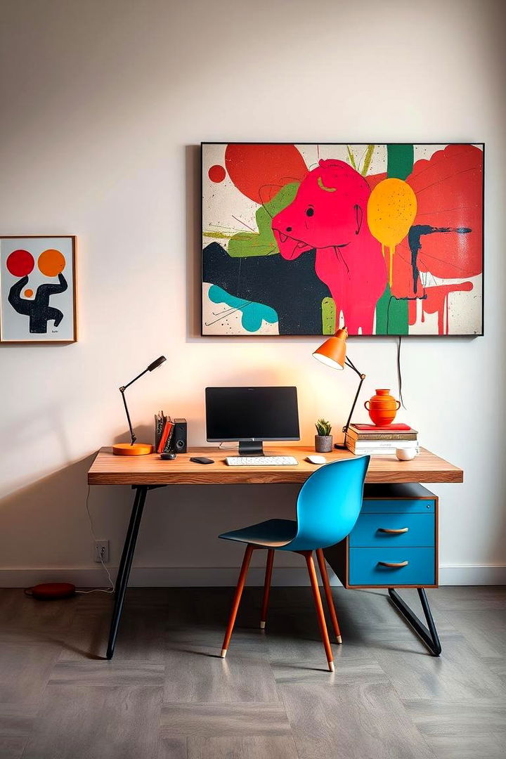 Floating Desk with Artistic Flair - 22 Floating Desk Ideas