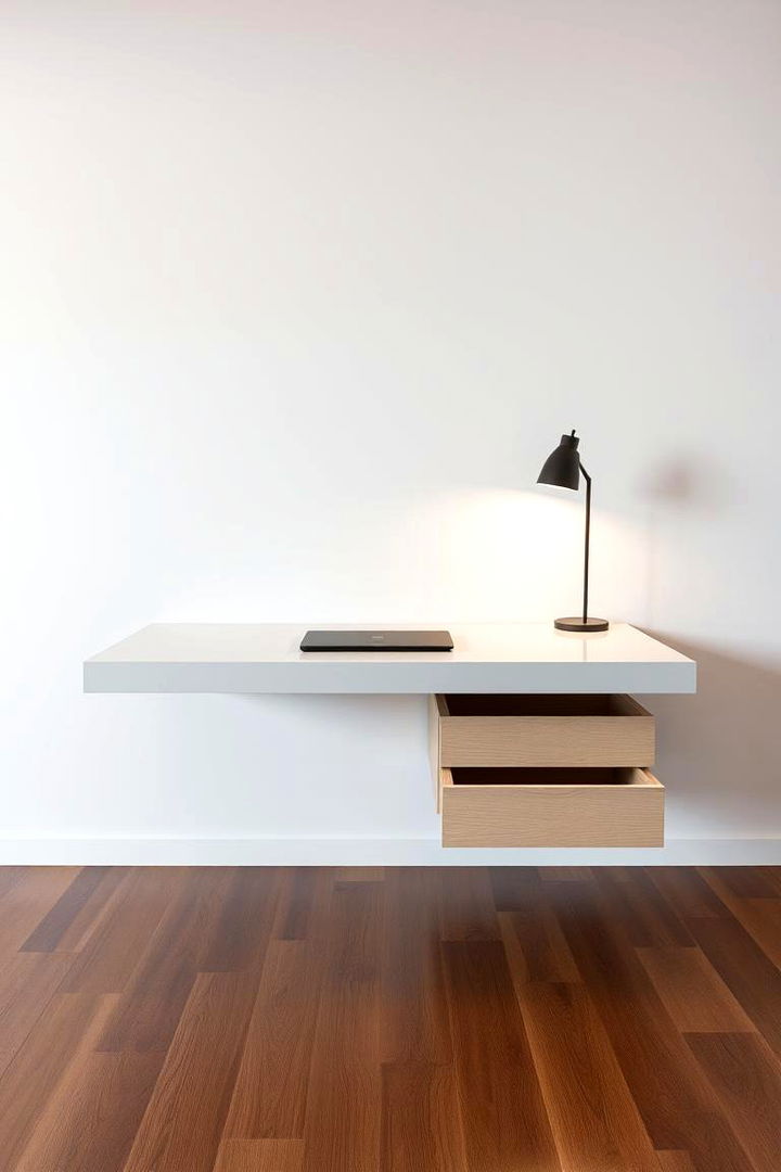 Floating Desk with Concealed Storage Solutions - 22 Floating Desk Ideas