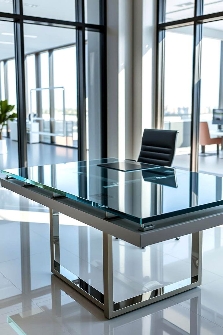 Floating Desk with Glass Top Elegance - 22 Floating Desk Ideas