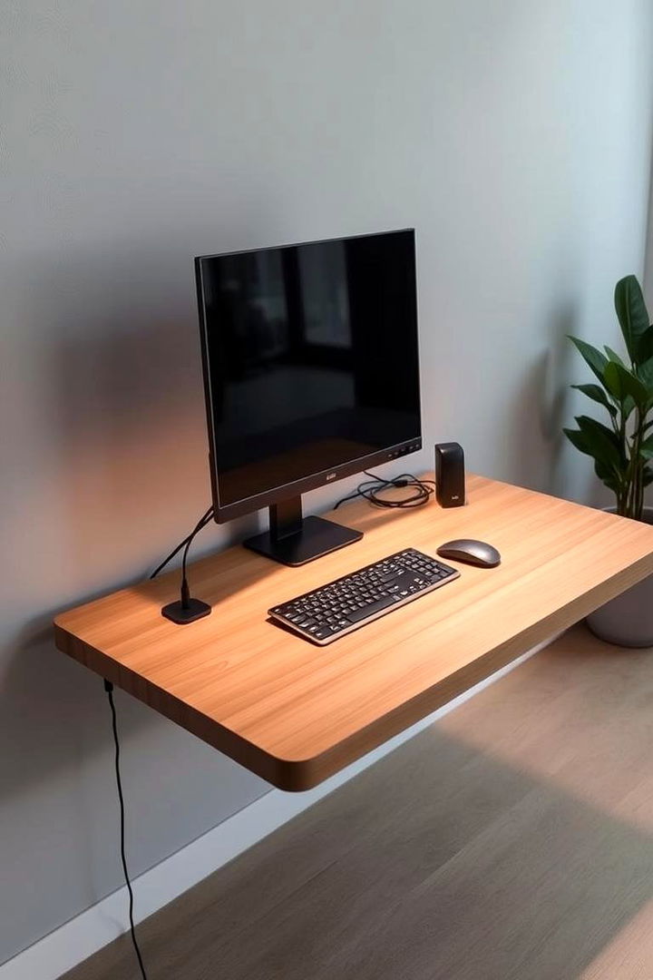 Floating Desk with Hidden Cable Management - 22 Floating Desk Ideas