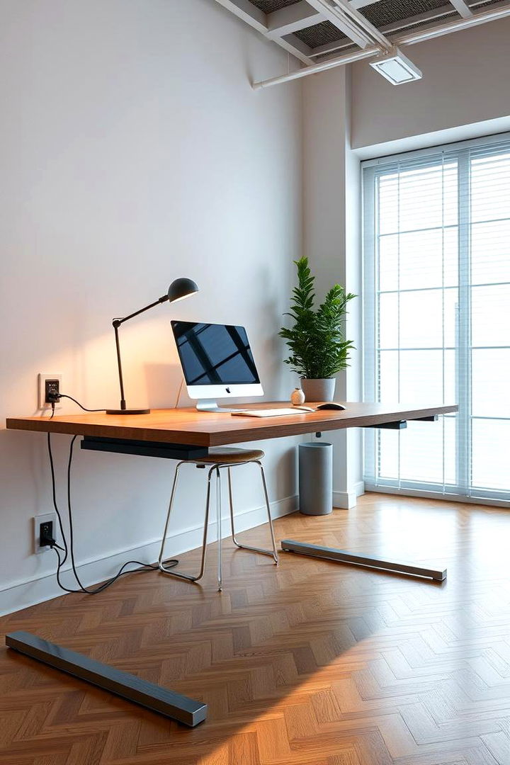 Floating Desk with Integrated Power Outlets - 22 Floating Desk Ideas