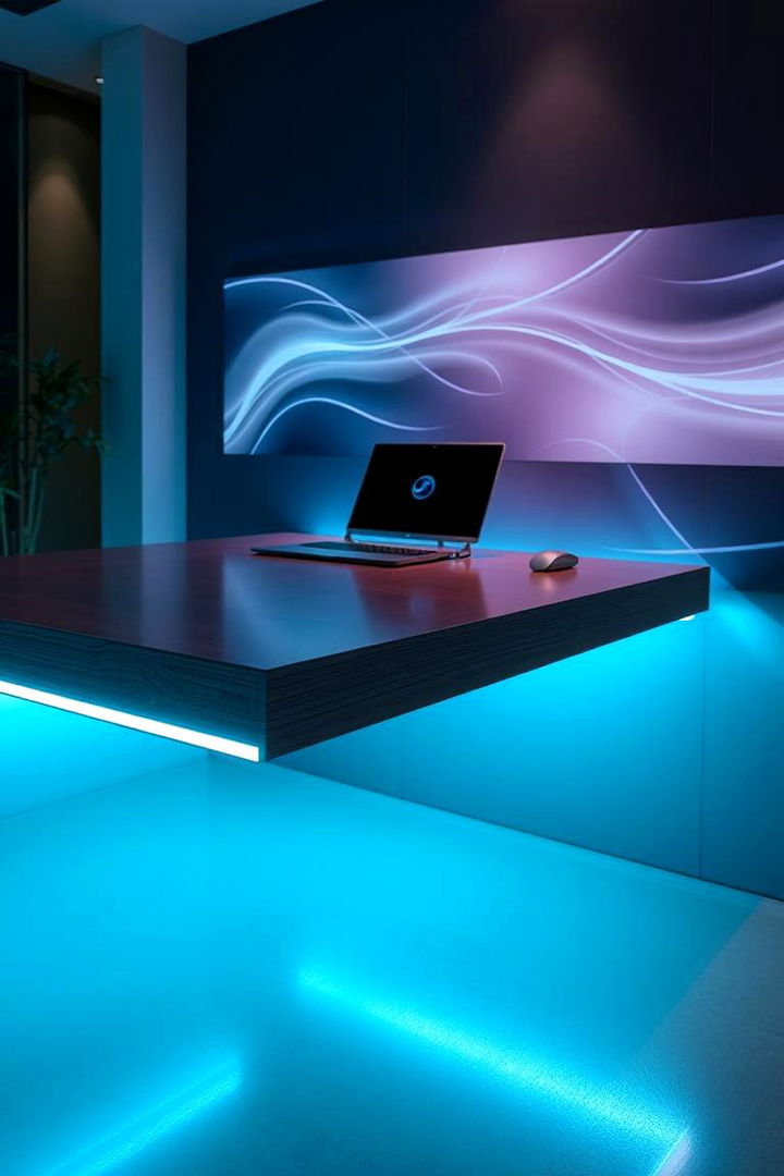 Floating Desk with LED Lighting Accent - 22 Floating Desk Ideas