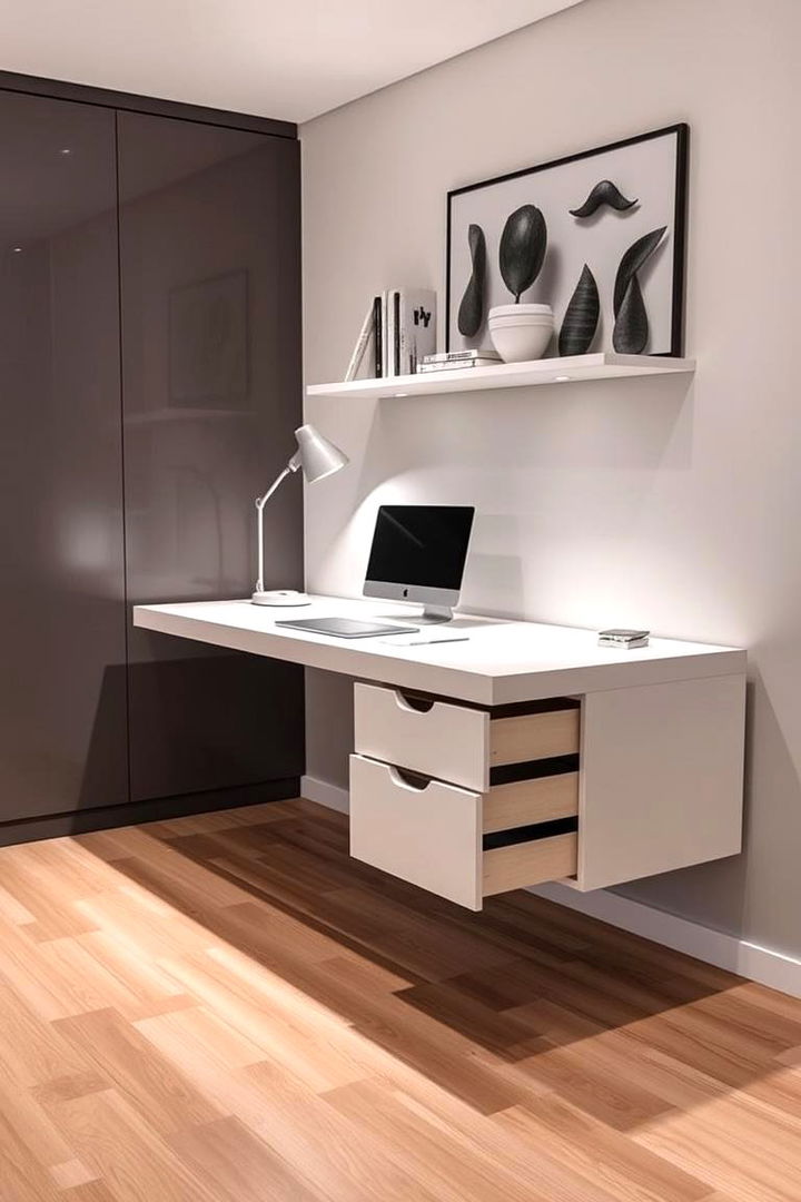 Floating Desk with Minimalist Drawers - 22 Floating Desk Ideas