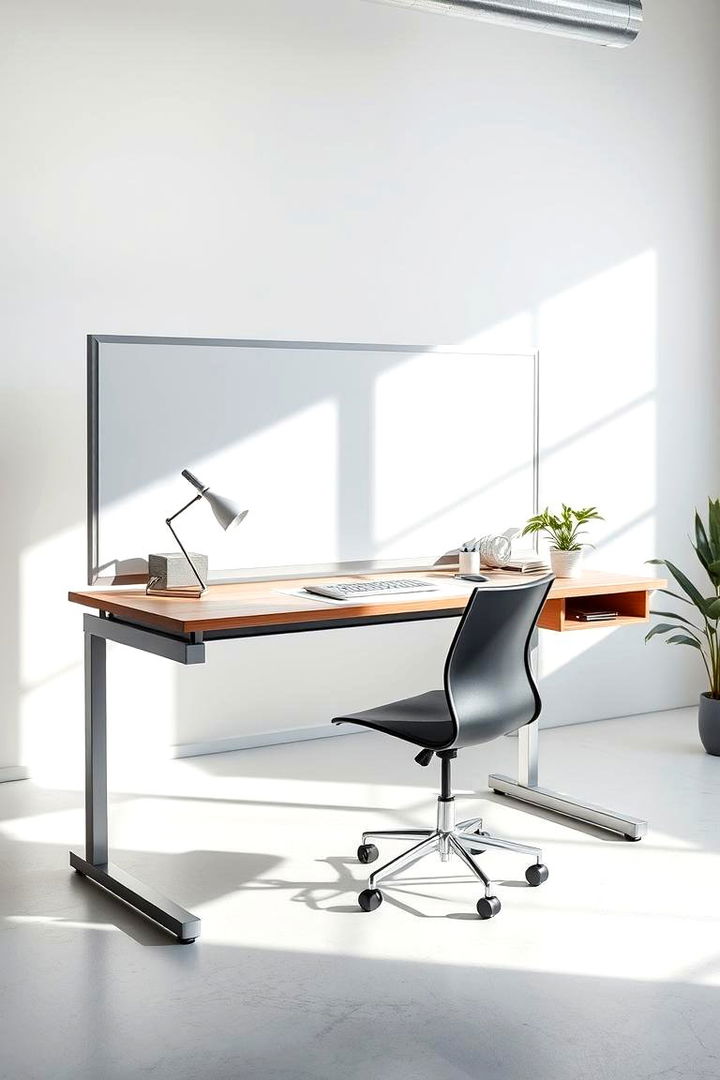 Floating Desk with Mobile Whiteboard Integration - 22 Floating Desk Ideas