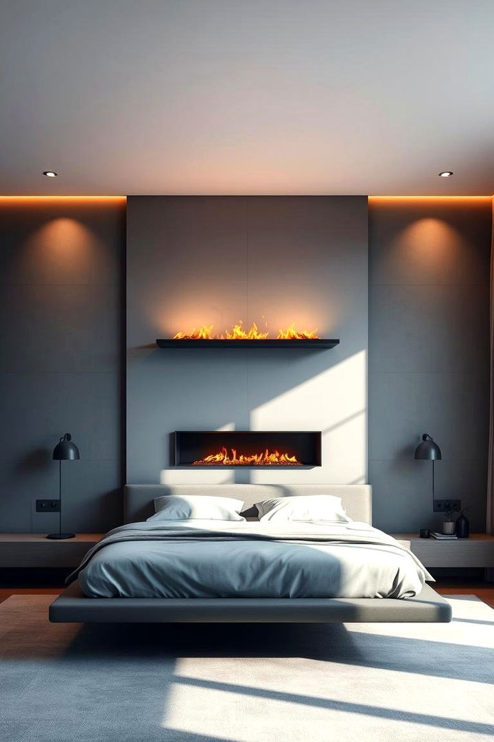 Floating Fireplace Feature - 22 Bedroom Fireplace Ideas