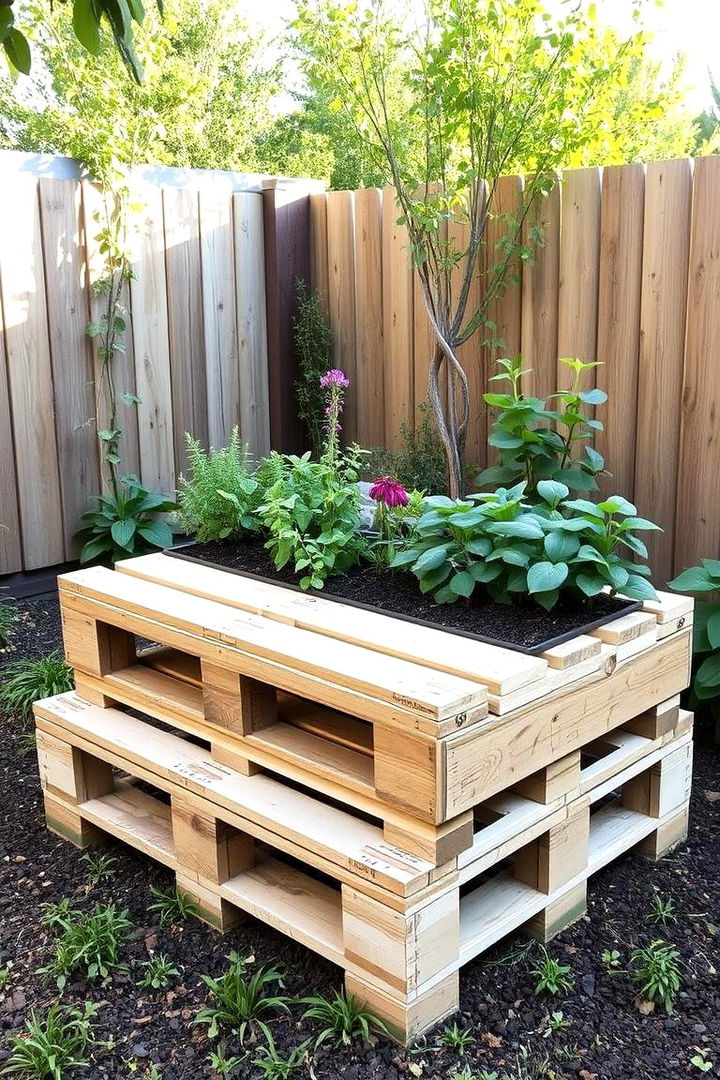 Floating Garden Sleeper on a Pallet Base - 22 Garden Sleeper Ideas