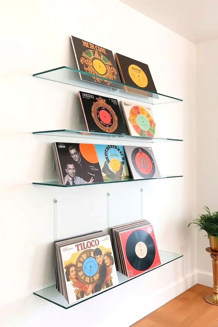 Floating Glass Shelves - 22 Vinyl Record Storage Ideas
