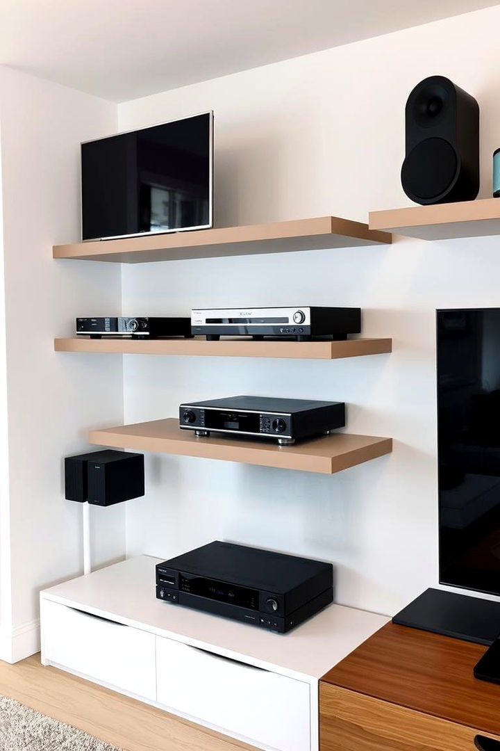 Floating Media Shelves - 22 Floating Shelves Ideas