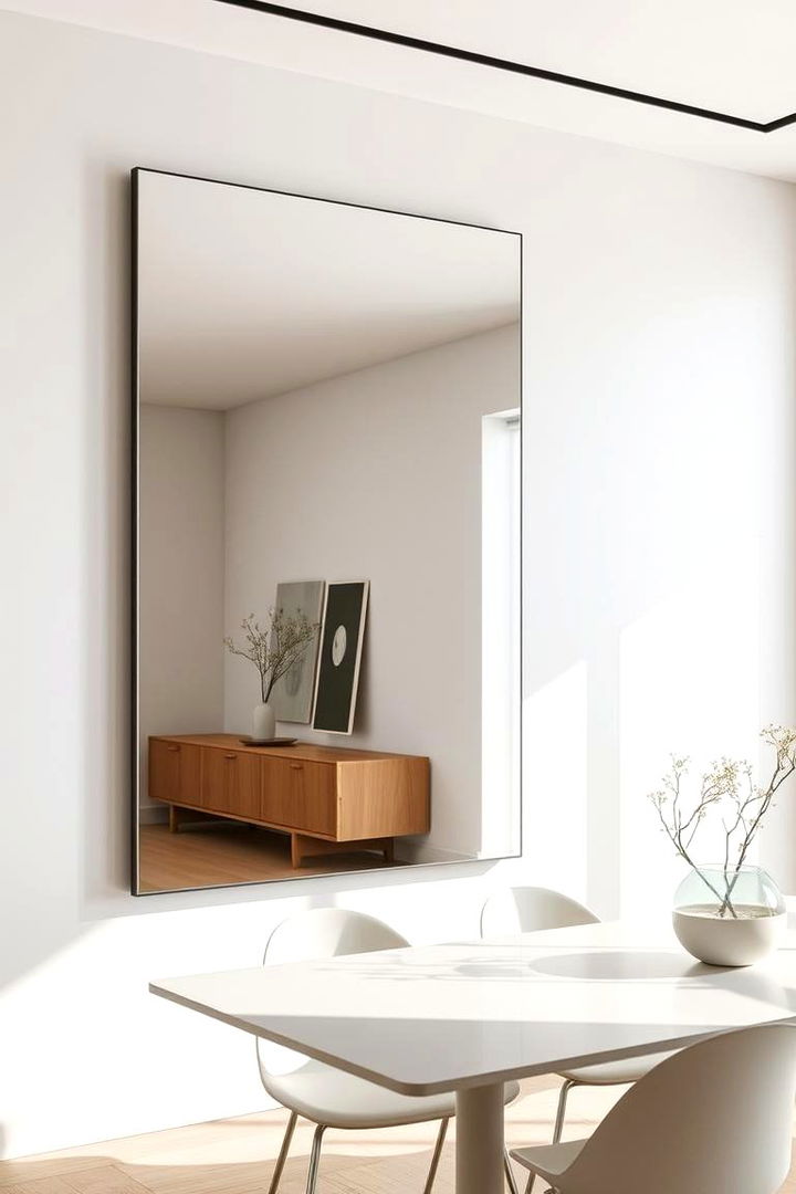 Floating Minimalism - 22 Dining Room Mirror Ideas