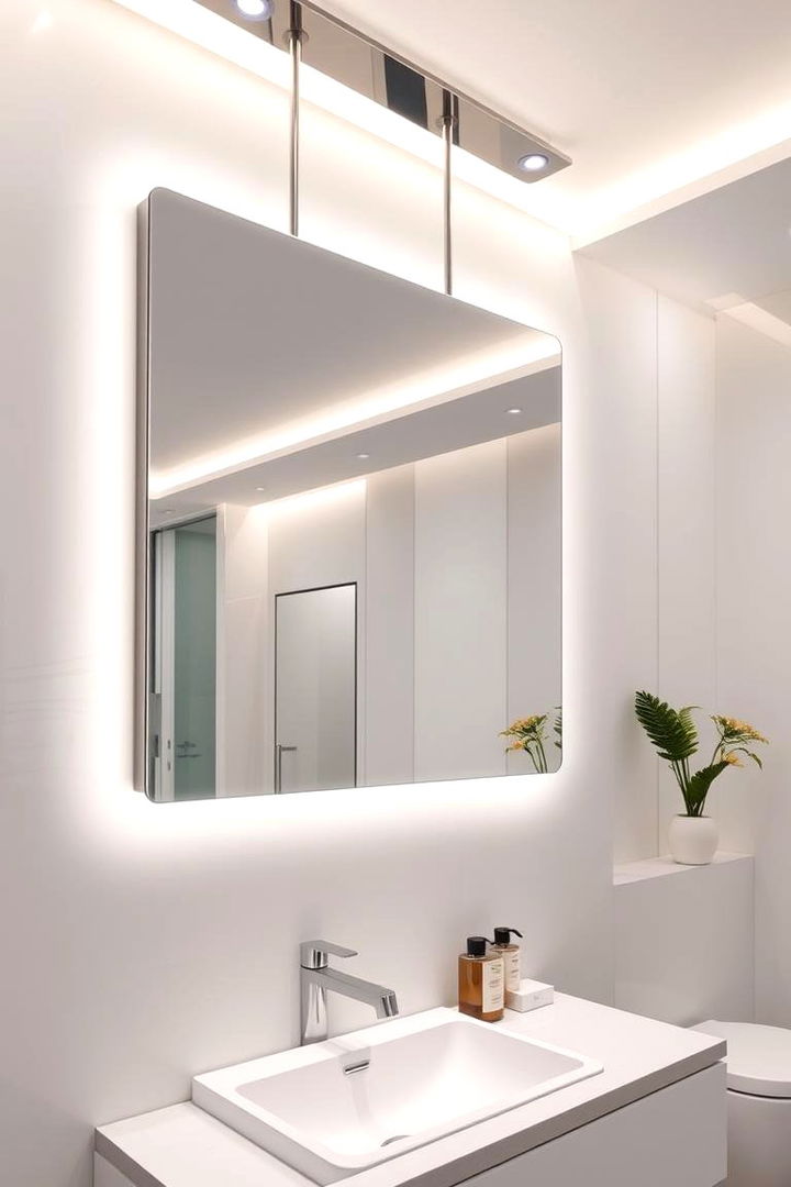 Floating Mirror Illumination - 22 Bathroom Lighting Ideas Over Mirror
