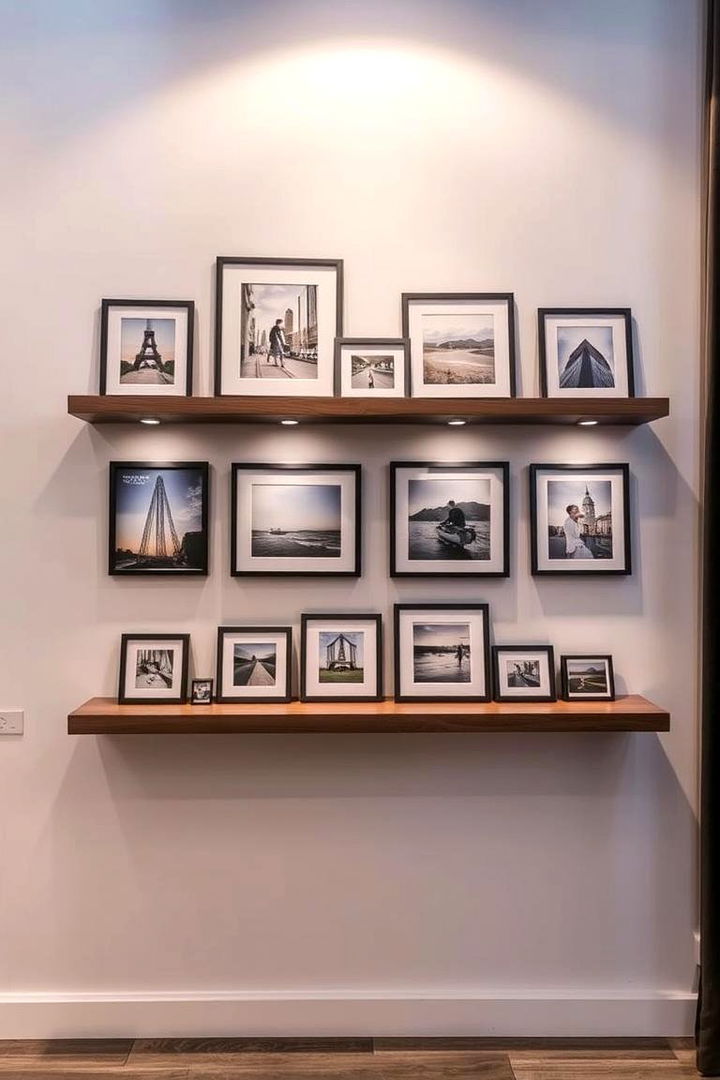 Floating Photo Ledge Display - 22 Photo Display Ideas