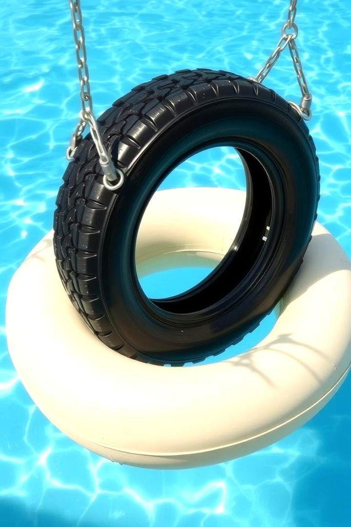 Floating Poolside Tire Swing - 22 Tire Swing Ideas