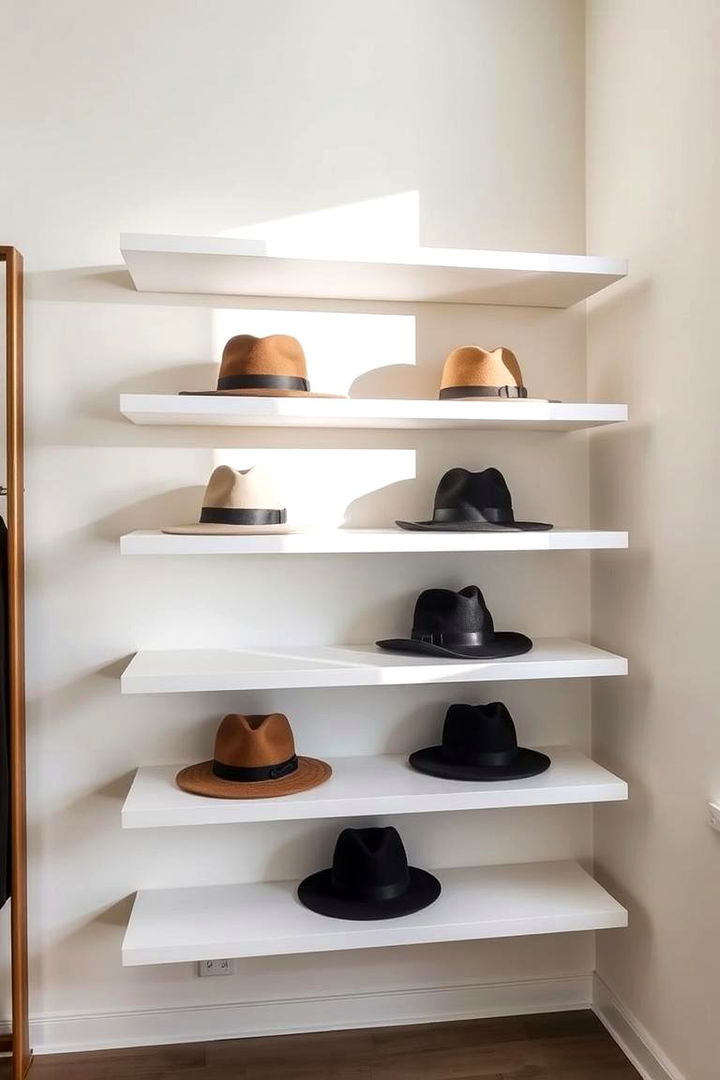 Floating Shelf Displays - 22 Hat Storage Ideas