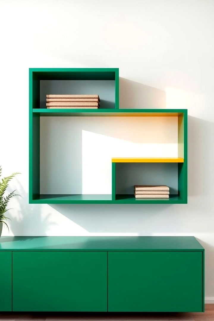 Floating Shelf Displays - 22 Green and Yellow Kitchen Ideas