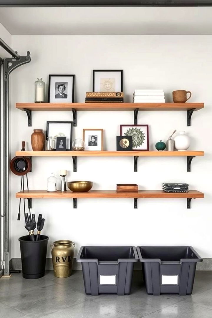 Floating Shelves Display - 22 Garage Entryway Ideas