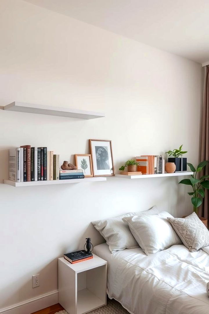 Floating Shelves Displays - 22 Dorm Room Decorating Ideas