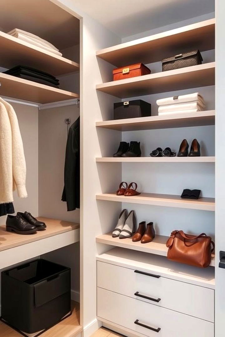 Floating Shelves for Accessories - 22 Coat Closet Ideas