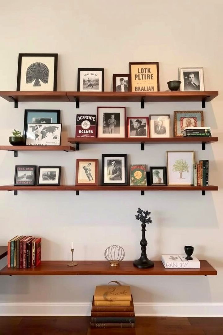 Floating Shelves for Display - 22 Shabby-chic Style Living Room Ideas