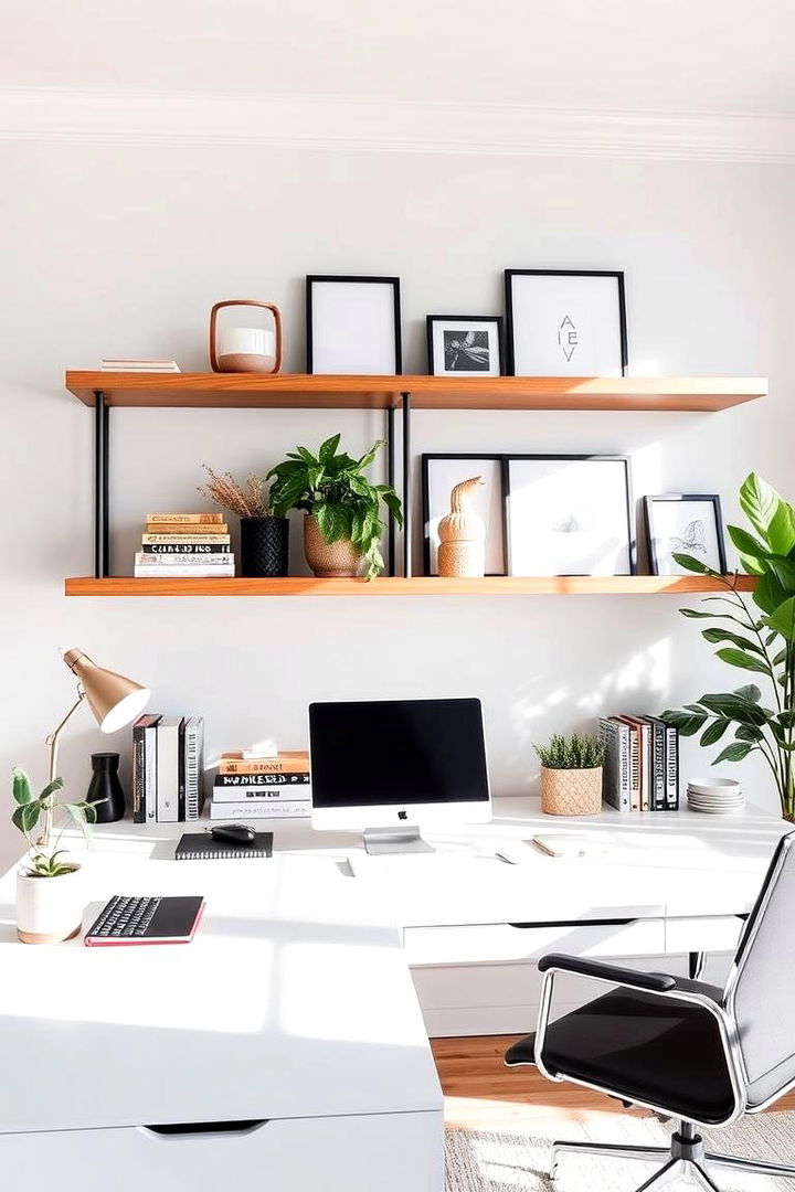 Floating Shelves for Display - 22 Office Wall Decor Ideas