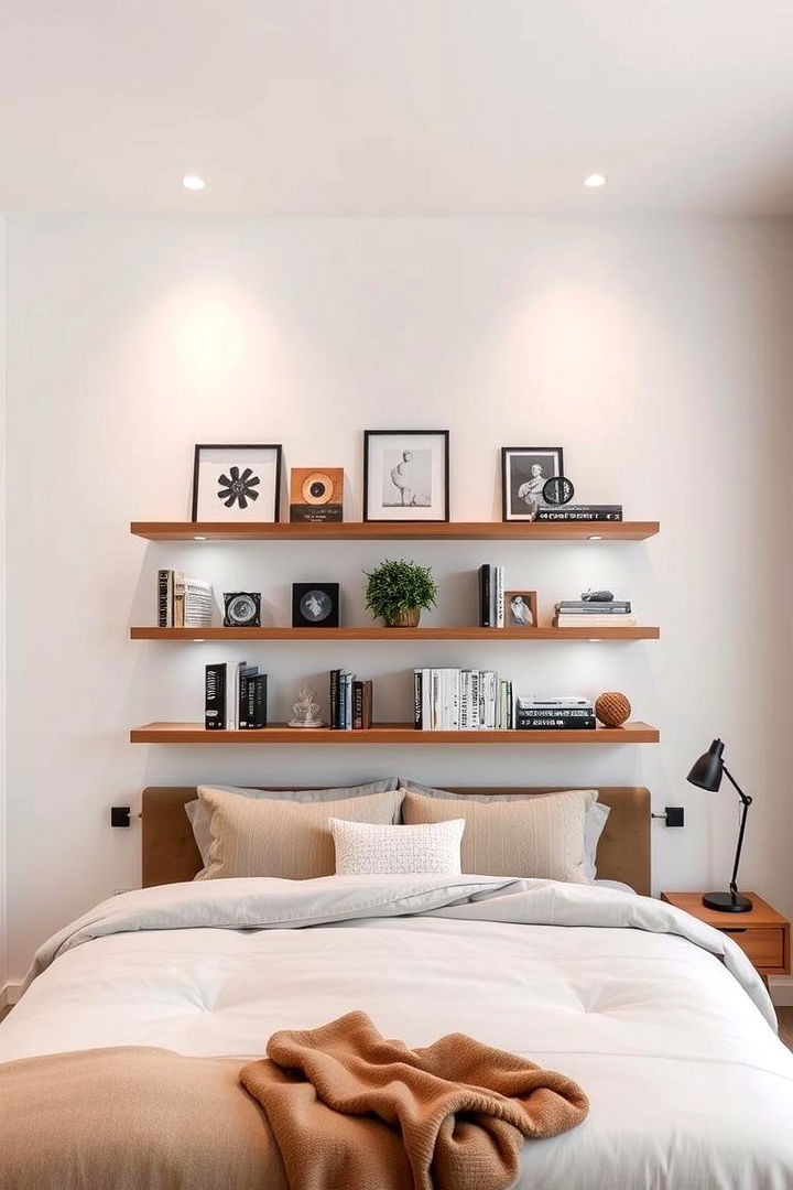 Floating Shelves for Elegant Storage - 22 Relaxing Bedroom Ideas